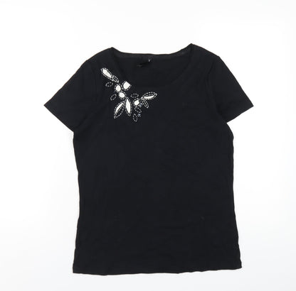 Womens UK Size 14 Marks and Spencer Black Basic T-Shirt
