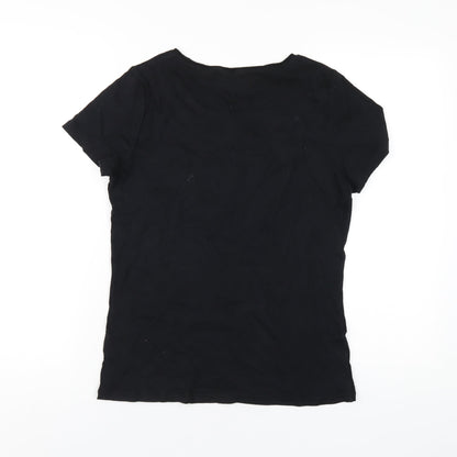 Womens UK Size 14 Marks and Spencer Black Basic T-Shirt