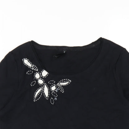 Womens UK Size 14 Marks and Spencer Black Basic T-Shirt