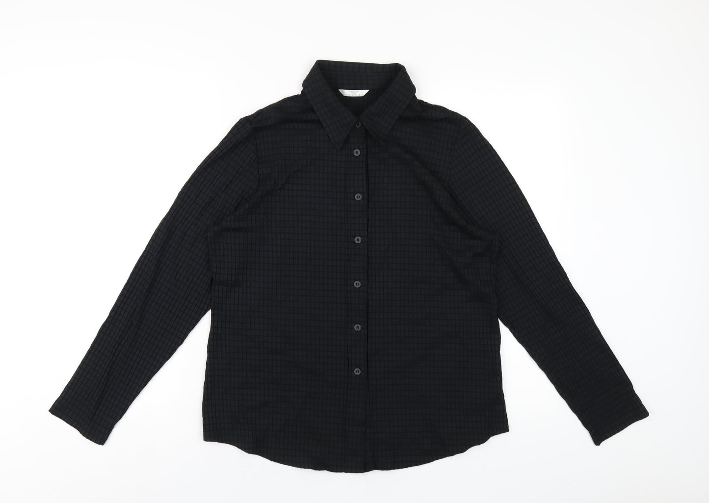 Womens UK Size 16 Marks and Spencer Black Basic Button-Up