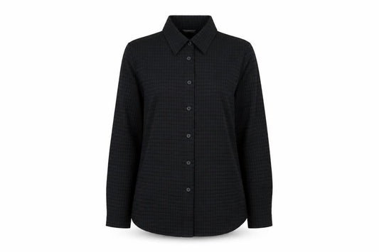 Marks & Spencer Womens Black Nylon Basic Button-Up Size 16 Collared
