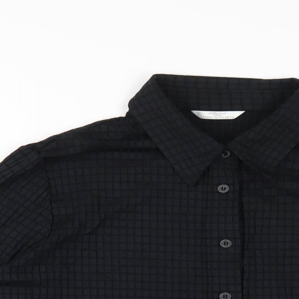 Womens UK Size 16 Marks and Spencer Black Basic Button-Up