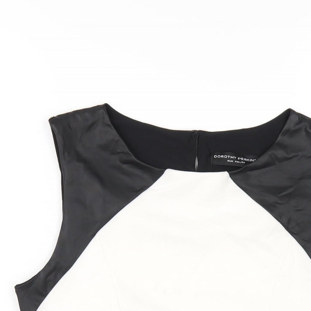 Dorothy Perkins Womens White Polyester Basic T-Shirt Size 16 Round Neck