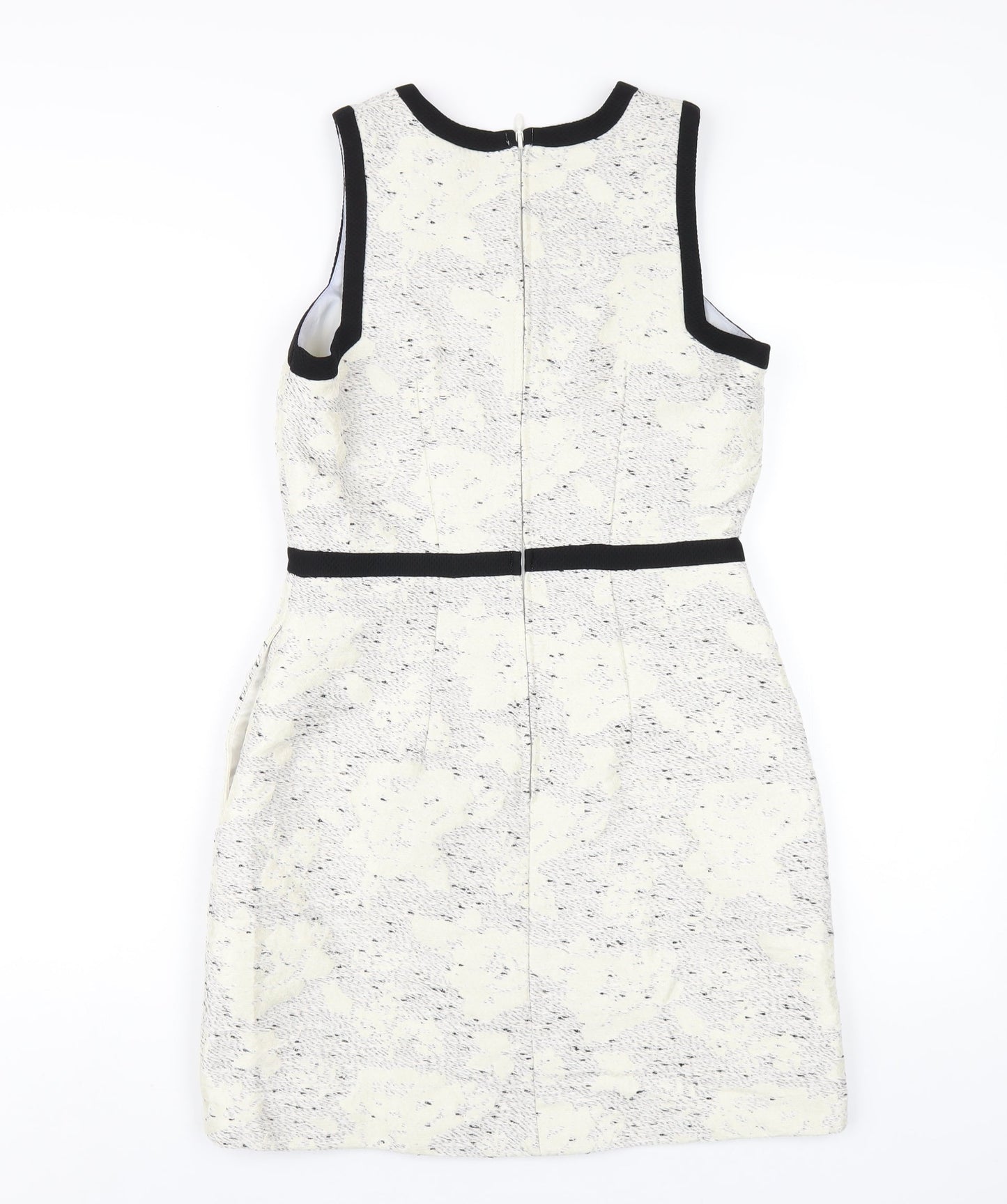 H&M Womens White Polyester A-Line Size 8 Round Neck Zip