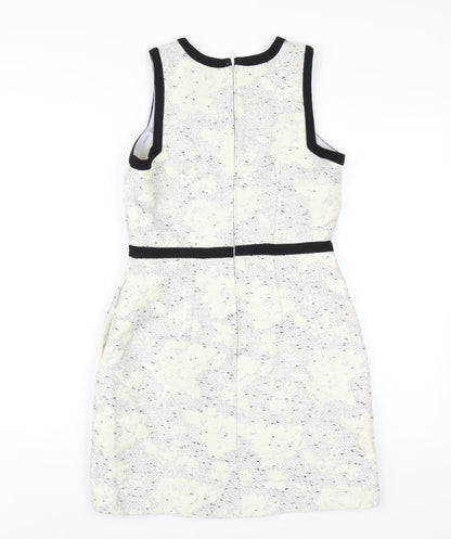 H&M Womens White Polyester A-Line Size 8 Round Neck Zip