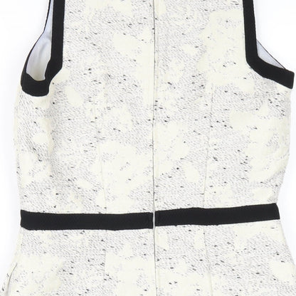 H&M Womens White Polyester A-Line Size 8 Round Neck Zip