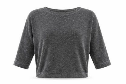 Womens UK Size 10 Pussycat London Silver Basic T-Shirt