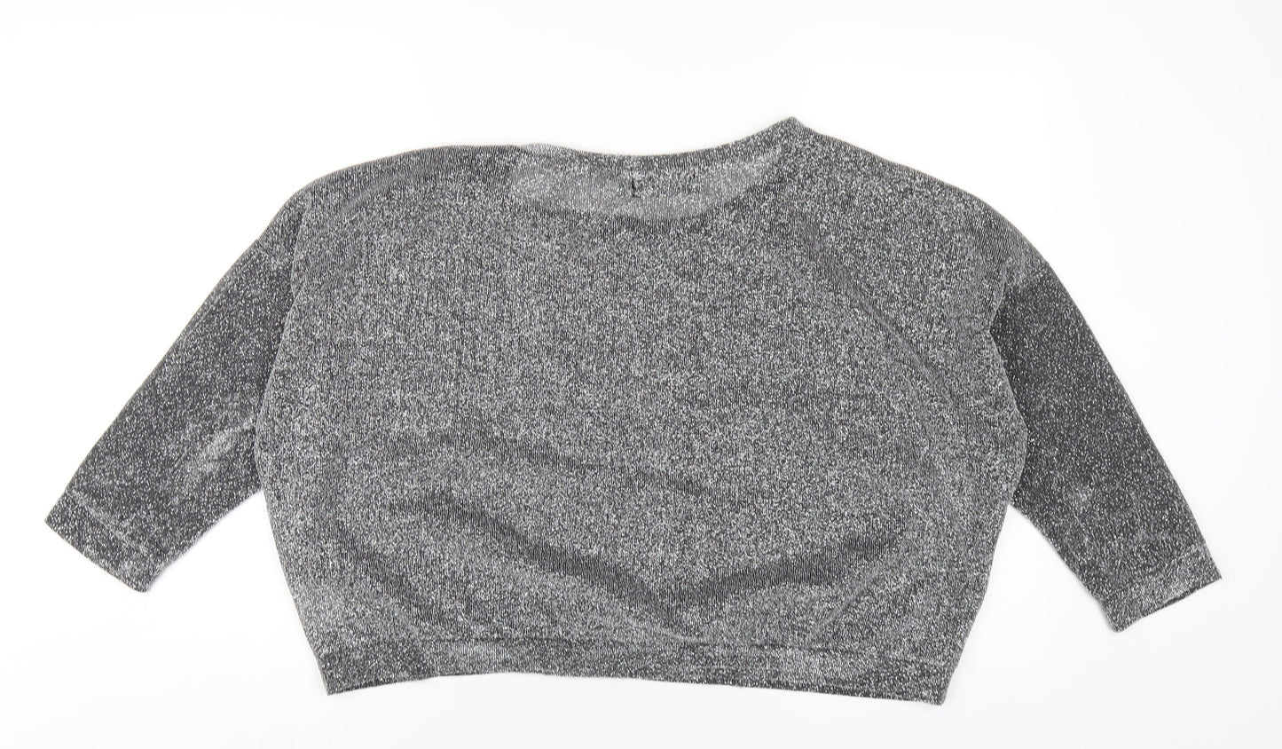 Womens UK Size 10 Pussycat London Silver Basic T-Shirt