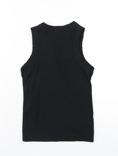 Boohoo Womens Black Polyester Basic Tank Size 12 Round Neck