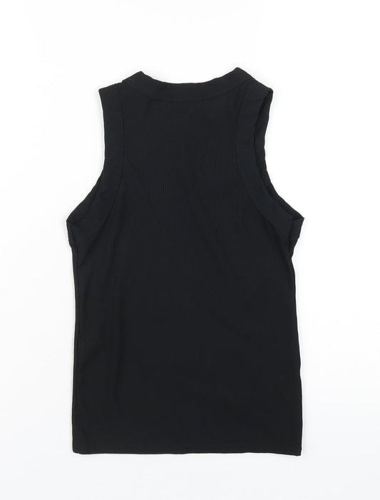 Boohoo Womens Black Polyester Basic Tank Size 12 Round Neck