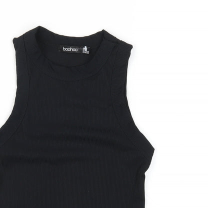 Boohoo Womens Black Polyester Basic Tank Size 12 Round Neck