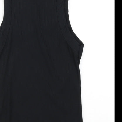 Boohoo Womens Black Polyester Basic Tank Size 12 Round Neck
