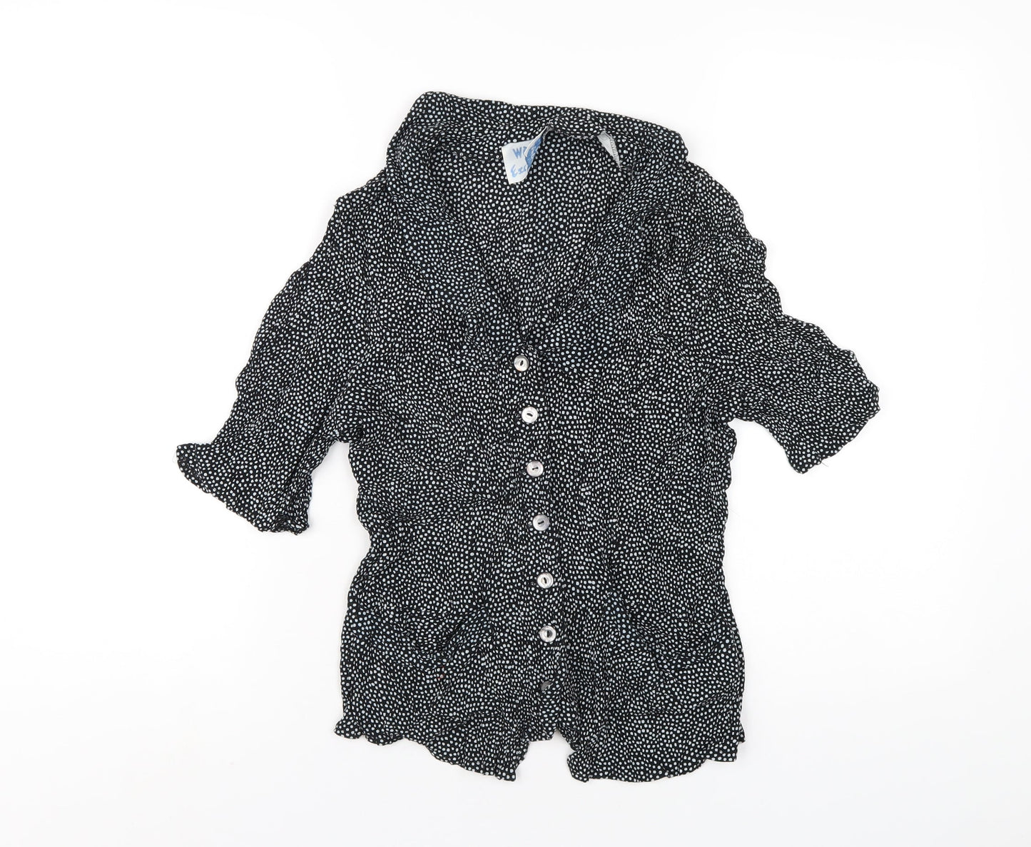 Womens UK Size 14 Wallis Black Basic Button-Up