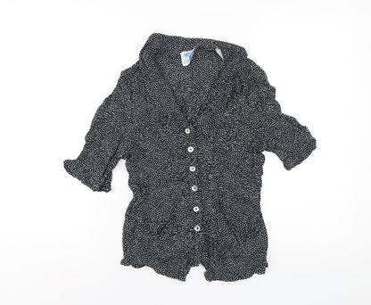Womens UK Size 14 Wallis Black Basic Button-Up