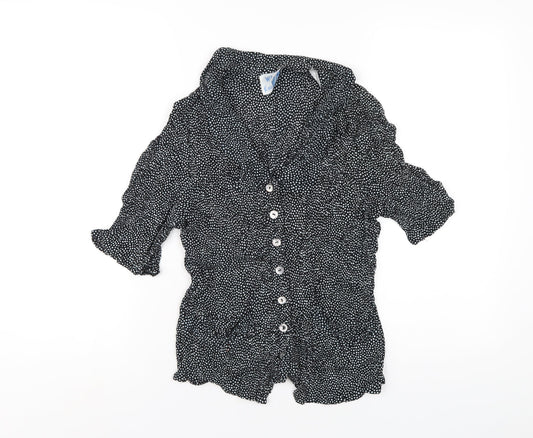 Womens UK Size 14 Wallis Black Basic Button-Up