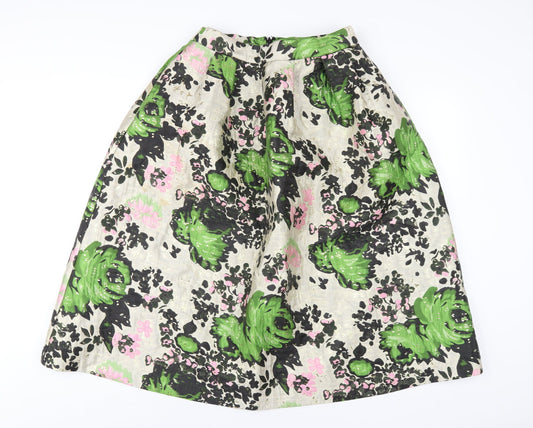 NEXT Womens Multicoloured Geometric Polyester A-Line Skirt Size 10 Zip