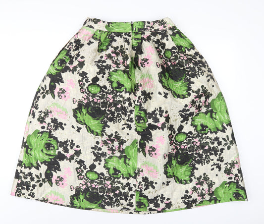 NEXT Womens Multicoloured Geometric Polyester A-Line Skirt Size 10 Zip