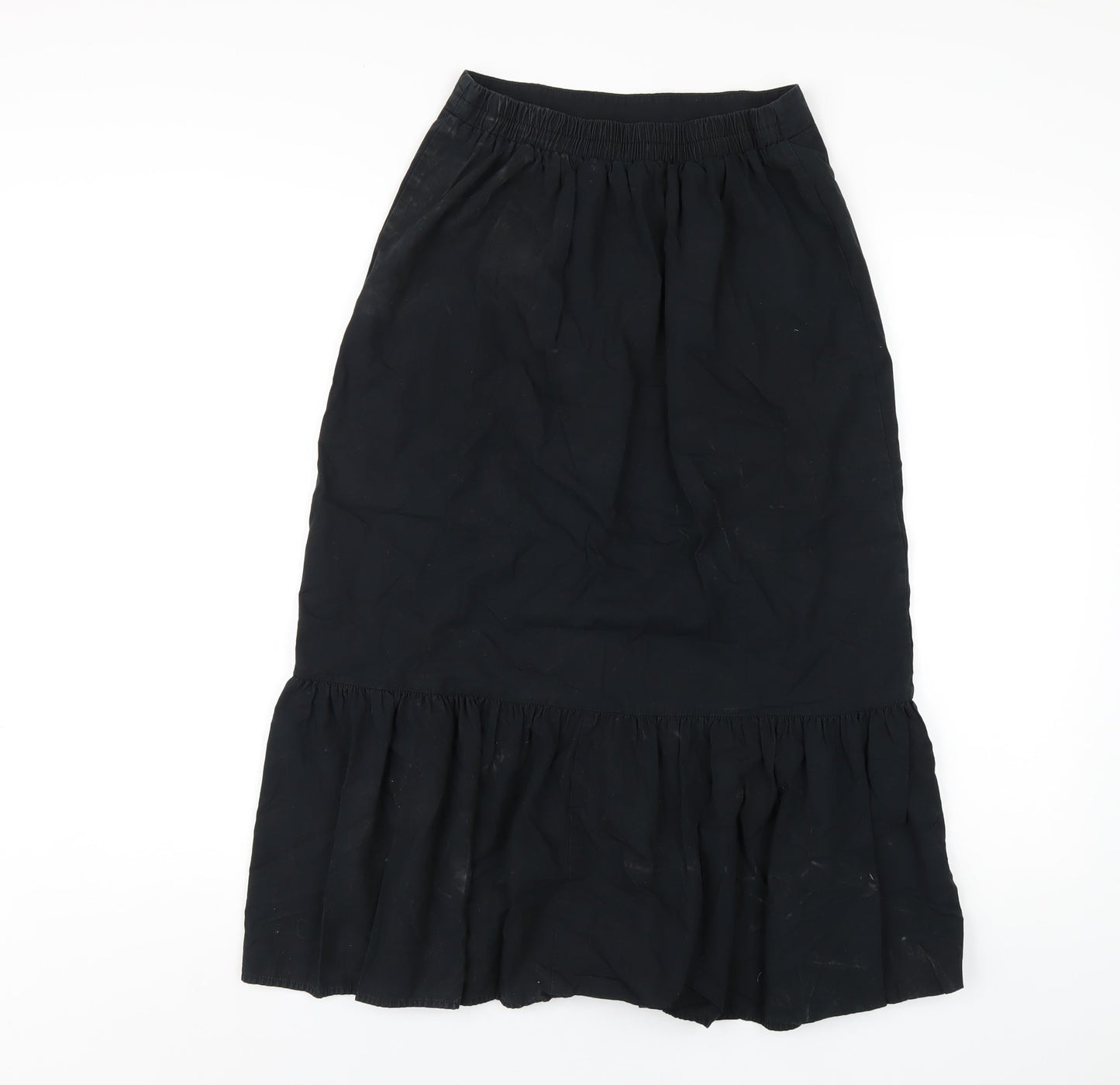 New Look Womens Black Cotton A-Line Skirt Size 8