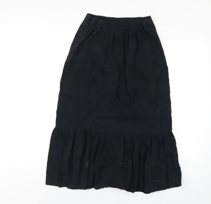 New Look Womens Black Cotton A-Line Skirt Size 8