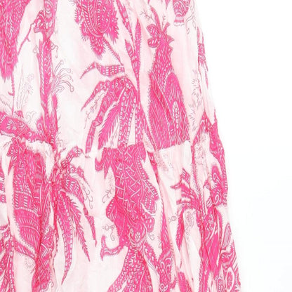 H&M Womens Pink Geometric Cotton A-Line Size 12 V-Neck Pullover
