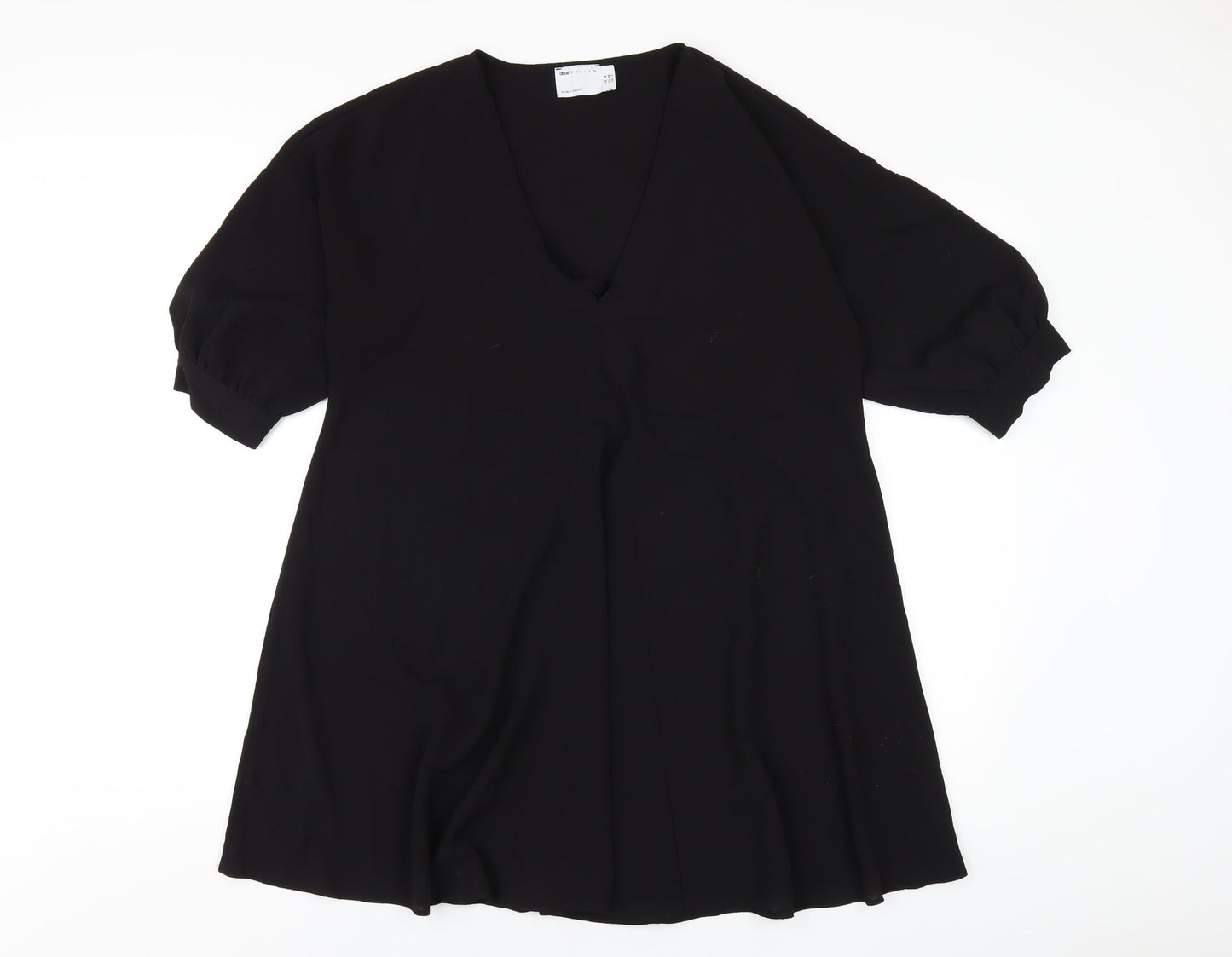 ASOS Womens Black Polyester A-Line Size 6 V-Neck Pullover