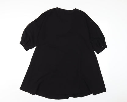 ASOS Womens Black Polyester A-Line Size 6 V-Neck Pullover