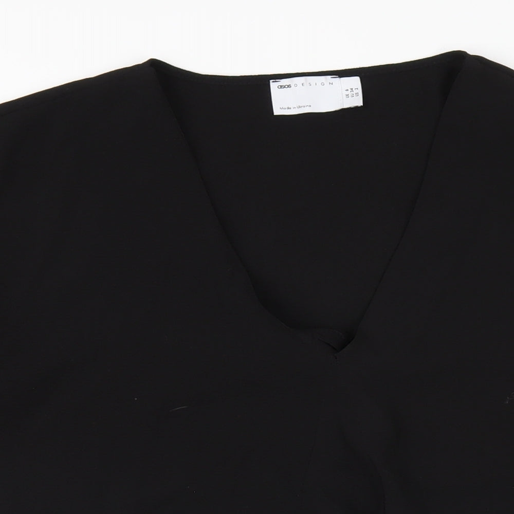 ASOS Womens Black Polyester A-Line Size 6 V-Neck Pullover