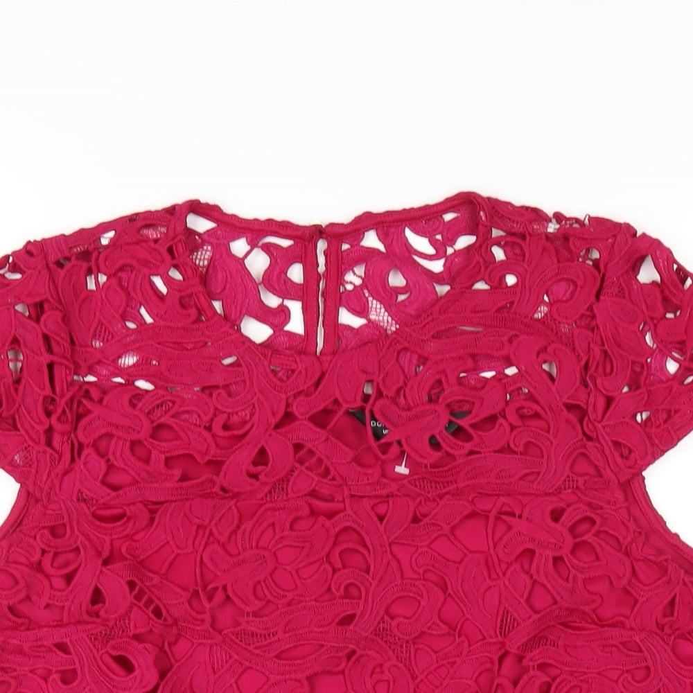 Womens UK Size 14 Dorothy Perkins Pink Basic T-Shirt
