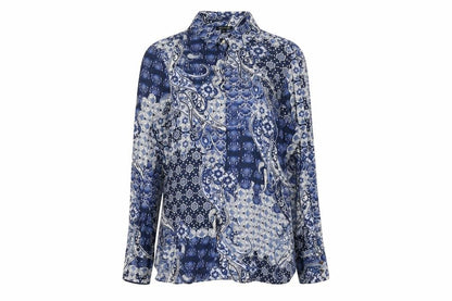 Womens UK Size 10 River Island Blue Basic Button-Up