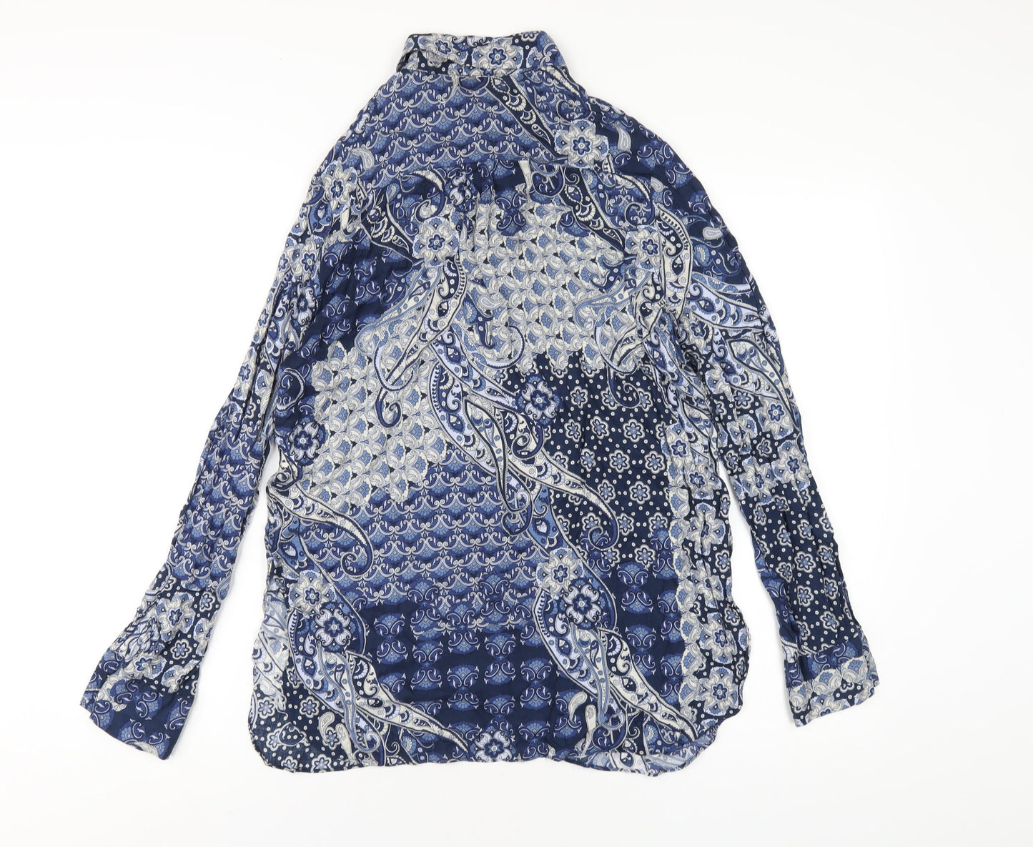 Womens UK Size 10 River Island Blue Basic Button-Up