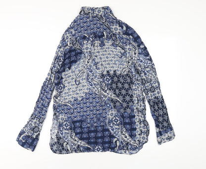 Womens UK Size 10 River Island Blue Basic Button-Up