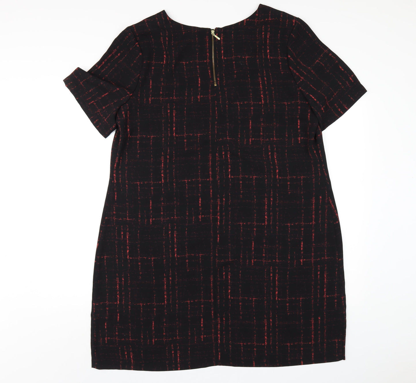 Fenn Wright Manson Womens Black Geometric Polyester A-Line Size 18 Round Neck Zip