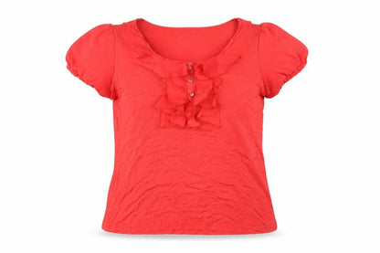 David Emanuel Womens Red Viscose Basic T-Shirt Size 14 Scoop Neck
