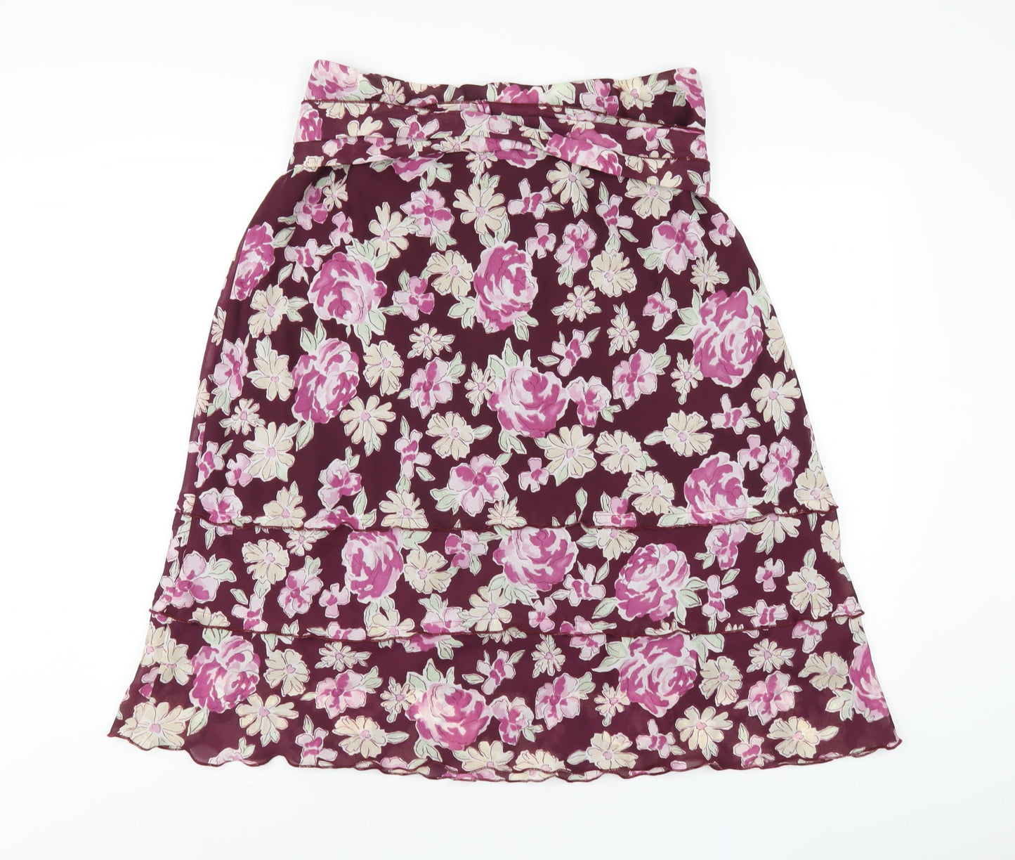 Bonmarché Womens Purple Floral Polyester A-Line Skirt Size 16