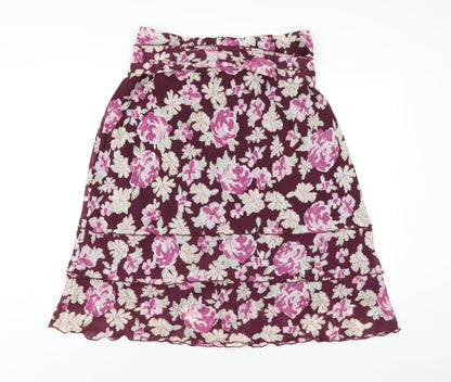 Bonmarché Womens Purple Floral Polyester A-Line Skirt Size 16