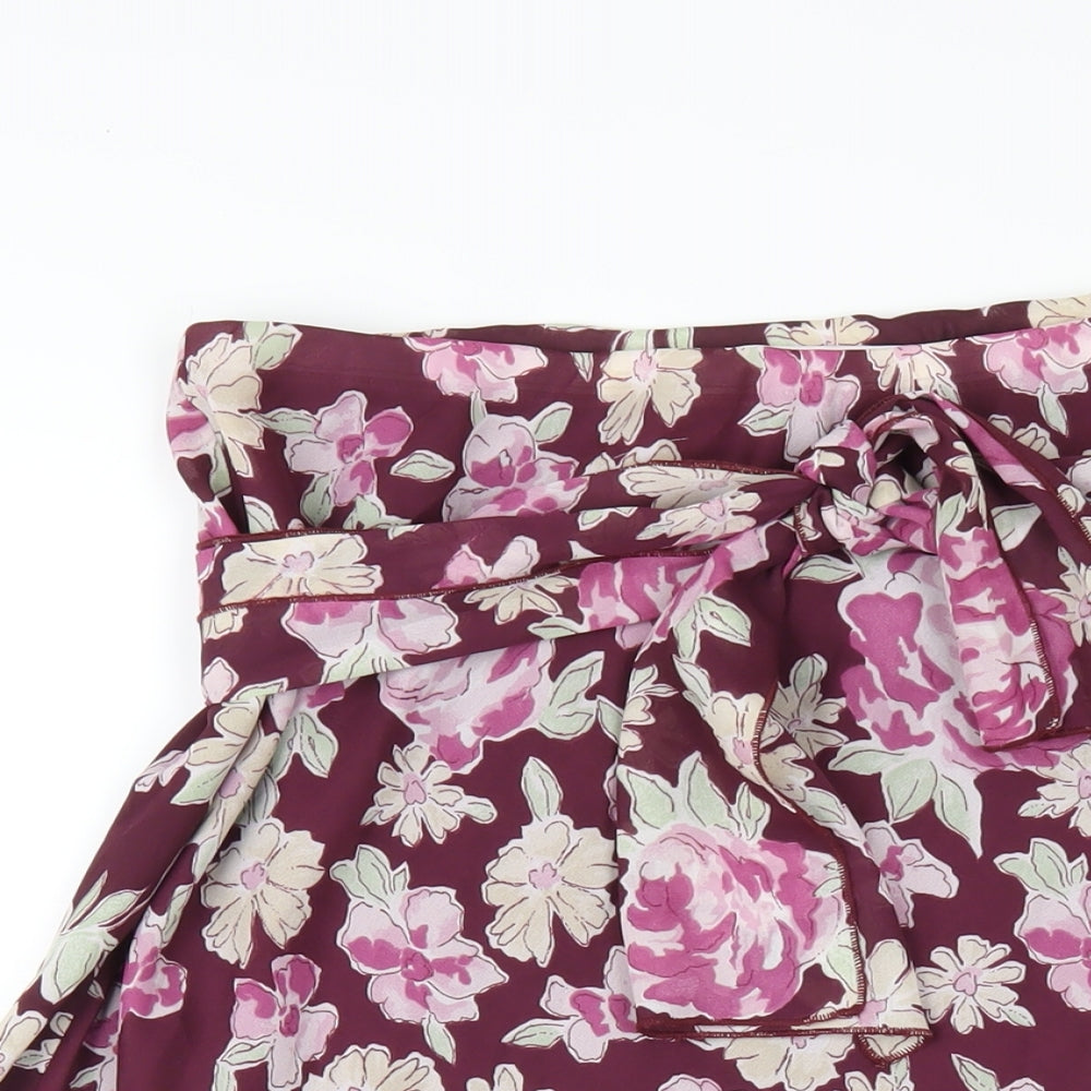 Bonmarché Womens Purple Floral Polyester A-Line Skirt Size 16