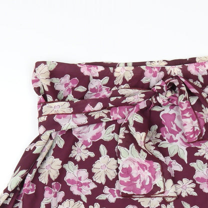 Bonmarché Womens Purple Floral Polyester A-Line Skirt Size 16