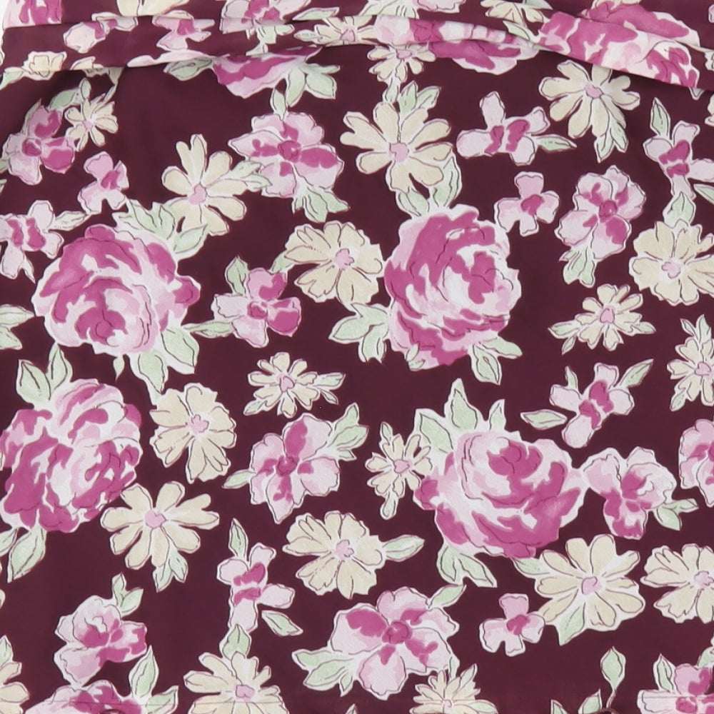 Bonmarché Womens Purple Floral Polyester A-Line Skirt Size 16