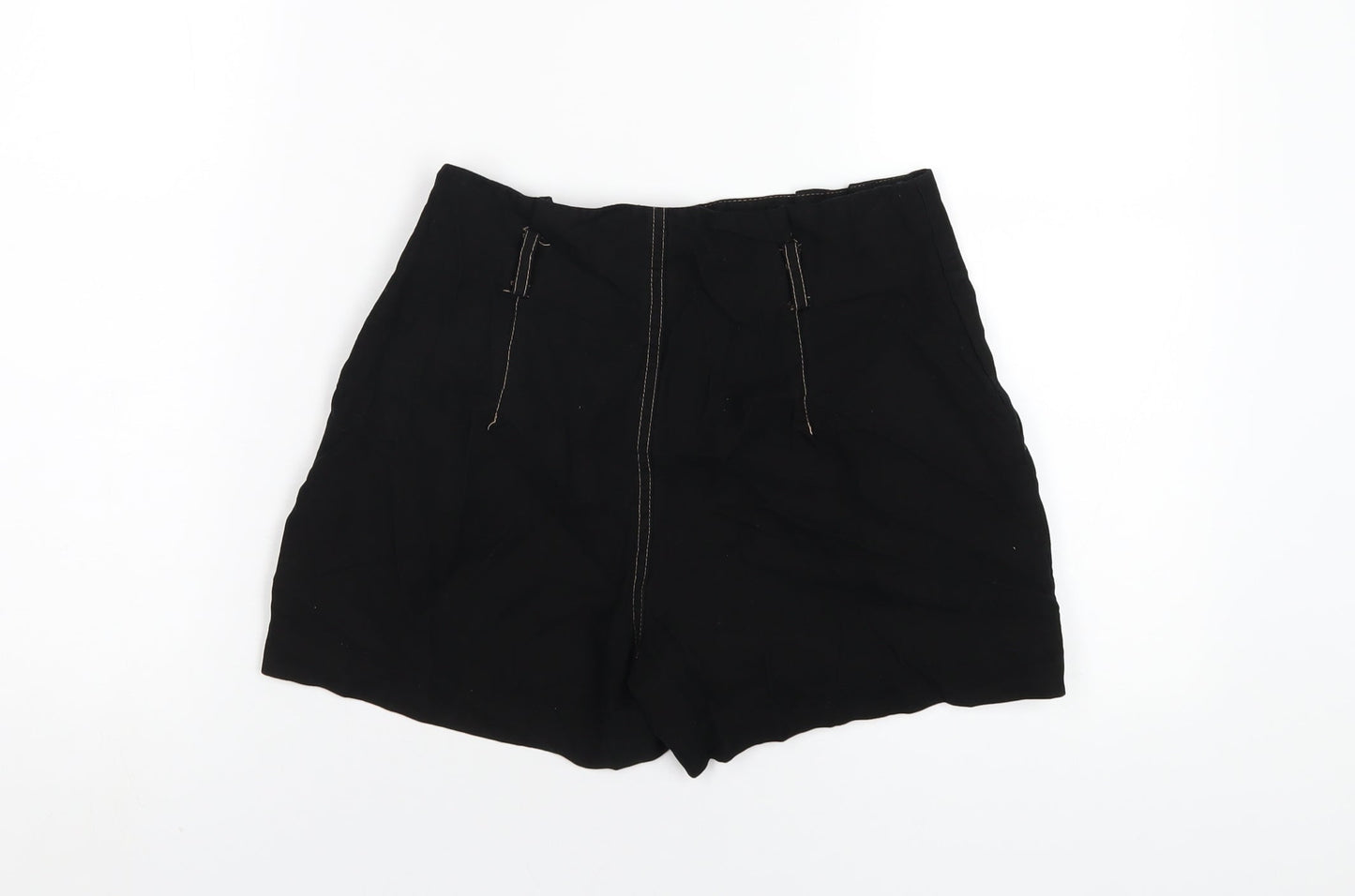 Miss Selfridge Womens Black Vinyl Basic Shorts Size 8 Regular Zip