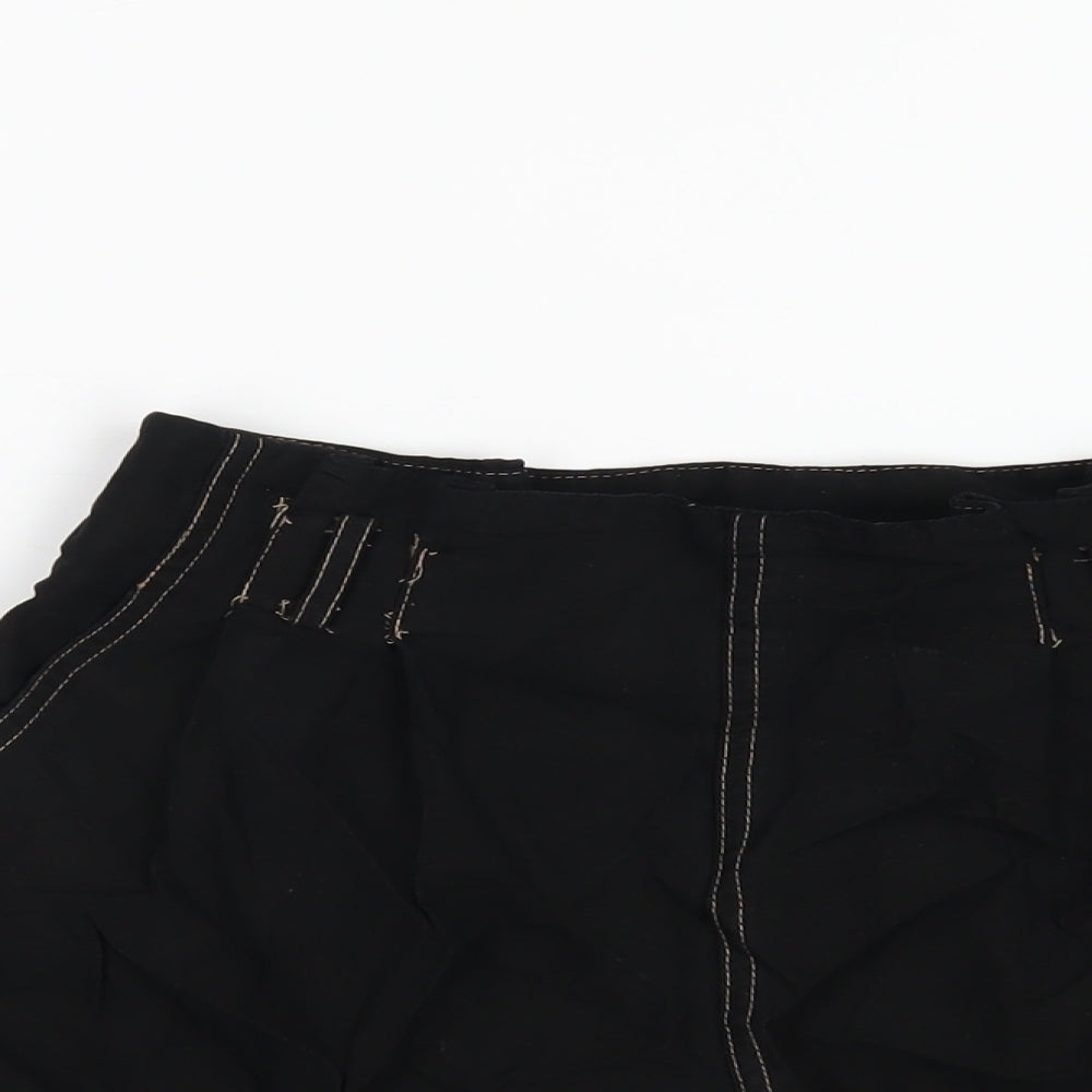 Miss Selfridge Womens Black Vinyl Basic Shorts Size 8 Regular Zip