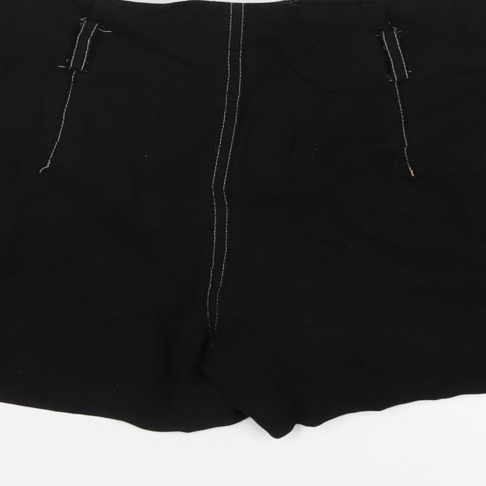 Miss Selfridge Womens Black Vinyl Basic Shorts Size 8 Regular Zip