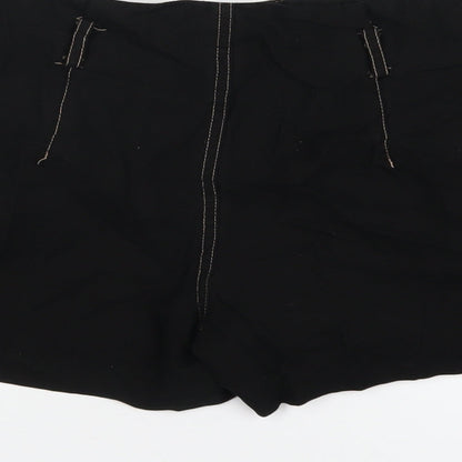 Miss Selfridge Womens Black Vinyl Basic Shorts Size 8 Regular Zip