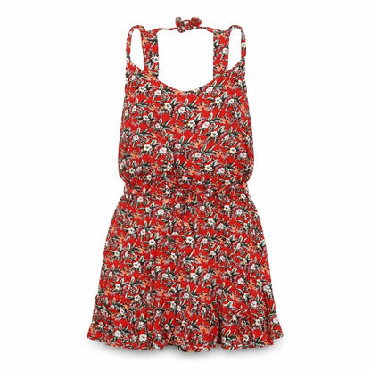 Oasis Womens Red Floral Viscose A-Line Size M V-Neck Pullover