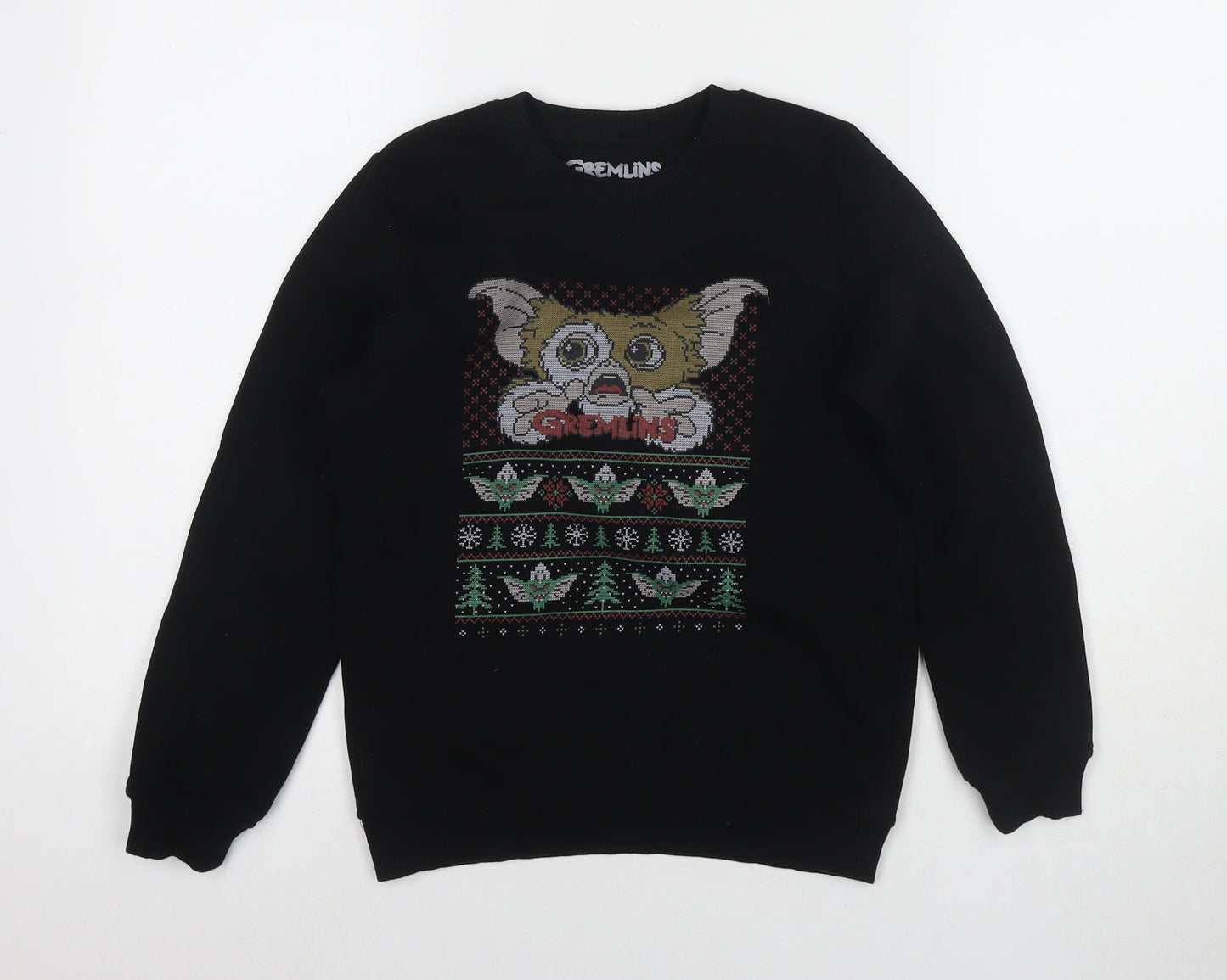 Gremlins Boys Black Cotton Pullover Sweatshirt Size 9-10 Years Pullover - Logo