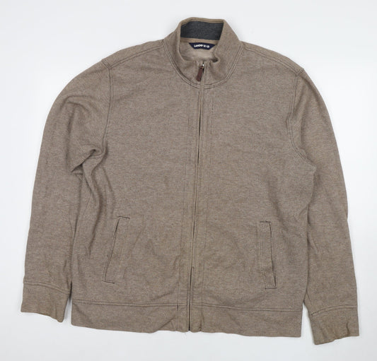 Mens UK Size L Lands' End Brown Full Zip Sweatshirt
