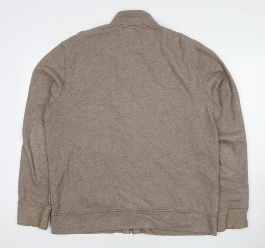 Mens UK Size L Lands' End Brown Full Zip Sweatshirt