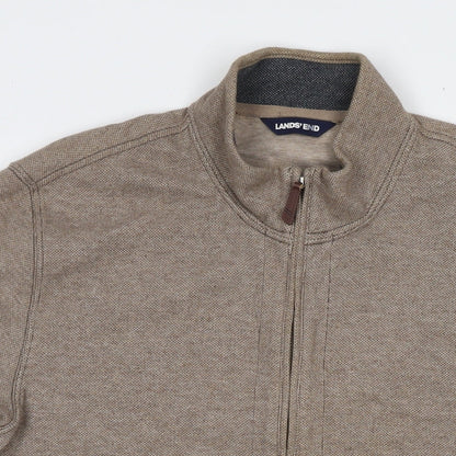 Mens UK Size L Lands' End Brown Full Zip Sweatshirt