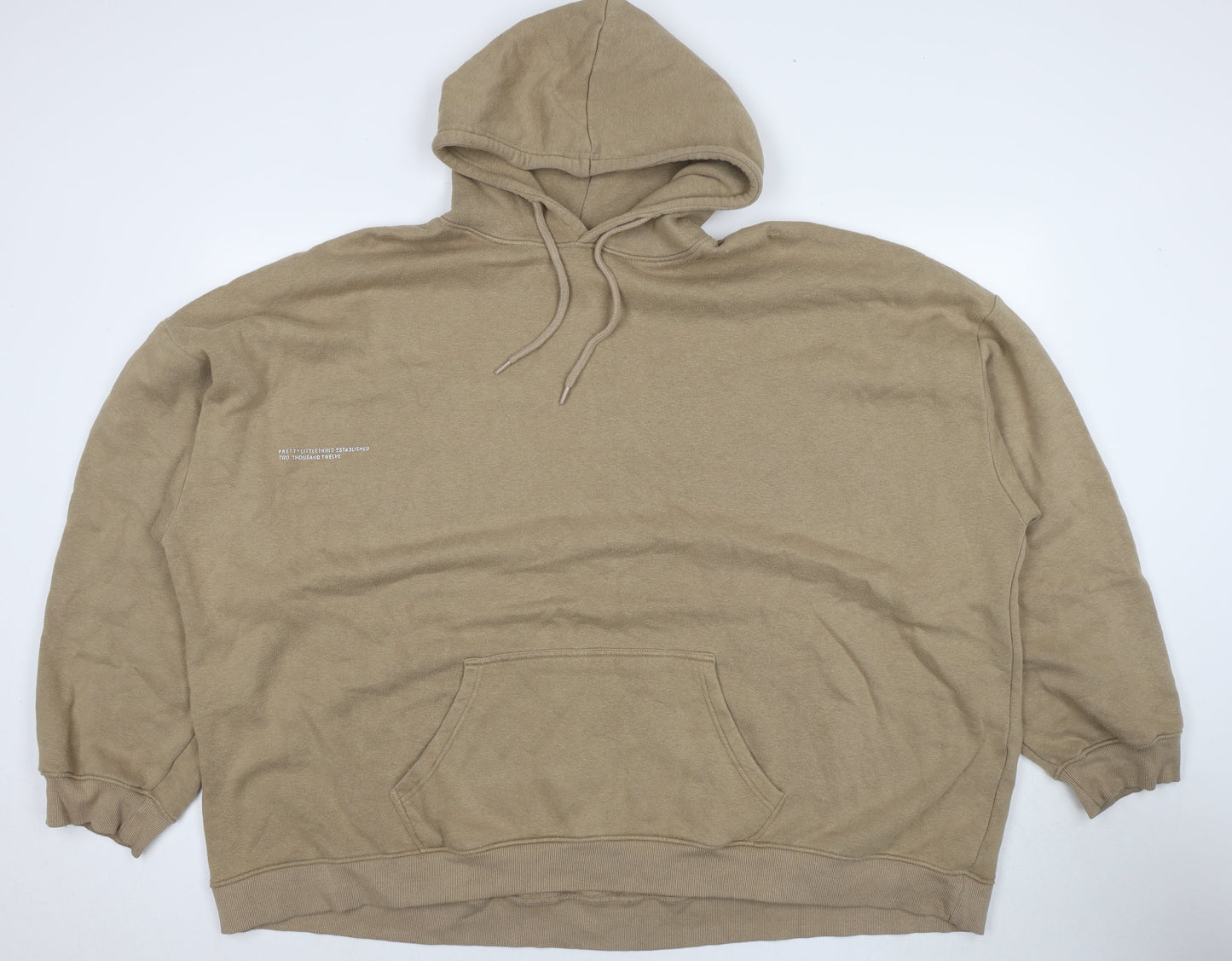 PRETTYLITTLETHING Womens Brown Cotton Pullover Hoodie Size 3XL Pullover - Logo