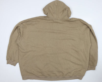 PRETTYLITTLETHING Womens Brown Cotton Pullover Hoodie Size 3XL Pullover - Logo