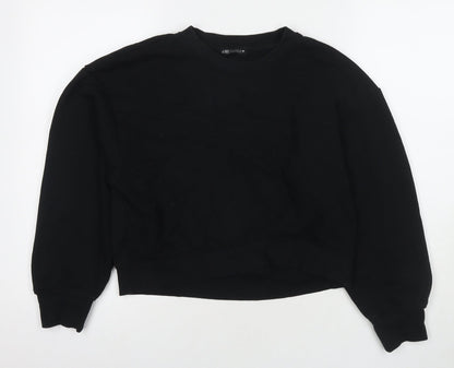 Zara Womens Black Cotton Pullover Sweatshirt Size S Pullover